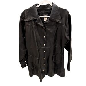 HELIUM Faux Leather Jacket L Black Moto Biker Chic Y2K Grunge Streetwear Fall